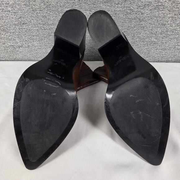 ZARA BASIC WOMEN'S BROWN LEATHER BLOCK HEEL ANKLE BOOTS SIZE EU 37 - US 6.5 - 7 - Picture 8 of 11